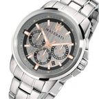 Maserati Successo R8873621004 Silver Stainless Steel Grey Dial Rose Gold Accents Watch
