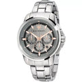 Maserati Successo R8873621004 Silver Stainless Steel Grey Dial Rose Gold Accents Watch