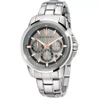 Maserati Successo R8873621004 Silver Stainless Steel Grey Dial Rose Gold Accents Watch