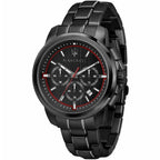 Maserati Successo R8873621014 All-Black Stainless Steel Red Accents Watch