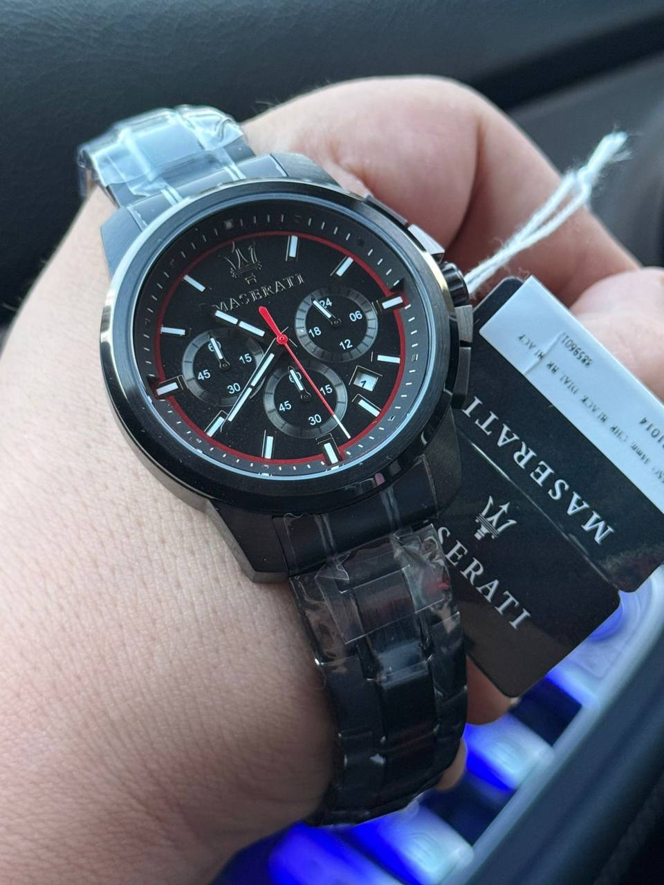 Maserati Successo R8873621014 All-Black Stainless Steel Red Accents Watch