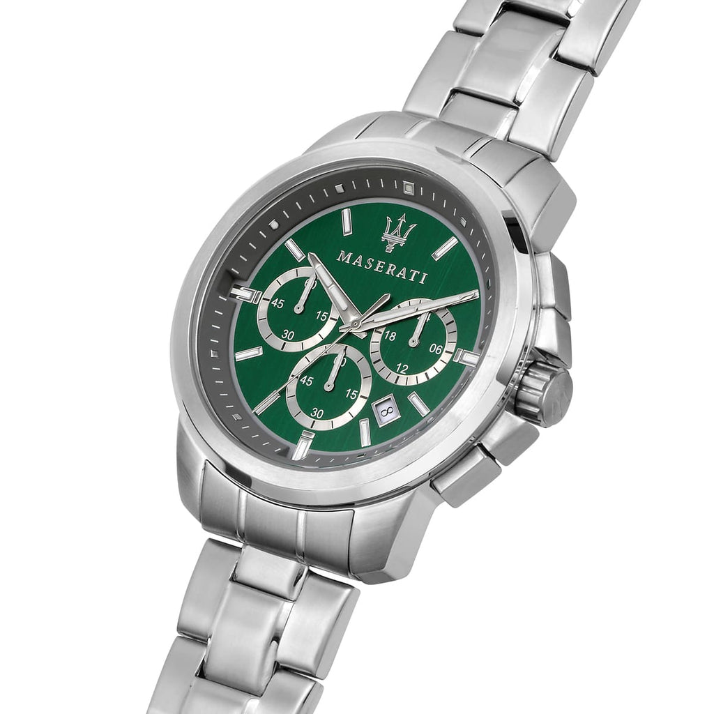 Maserati Successo R8873621017 Men's Silver Case Green Sunray Dial Watch