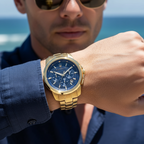 Maserati Successo R8873621021 Gold Tone Textured Blue Dial Men's Watch