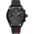 Maserati Traguardo R8871612004 Black Case Black Silicone Red Stripe Watch