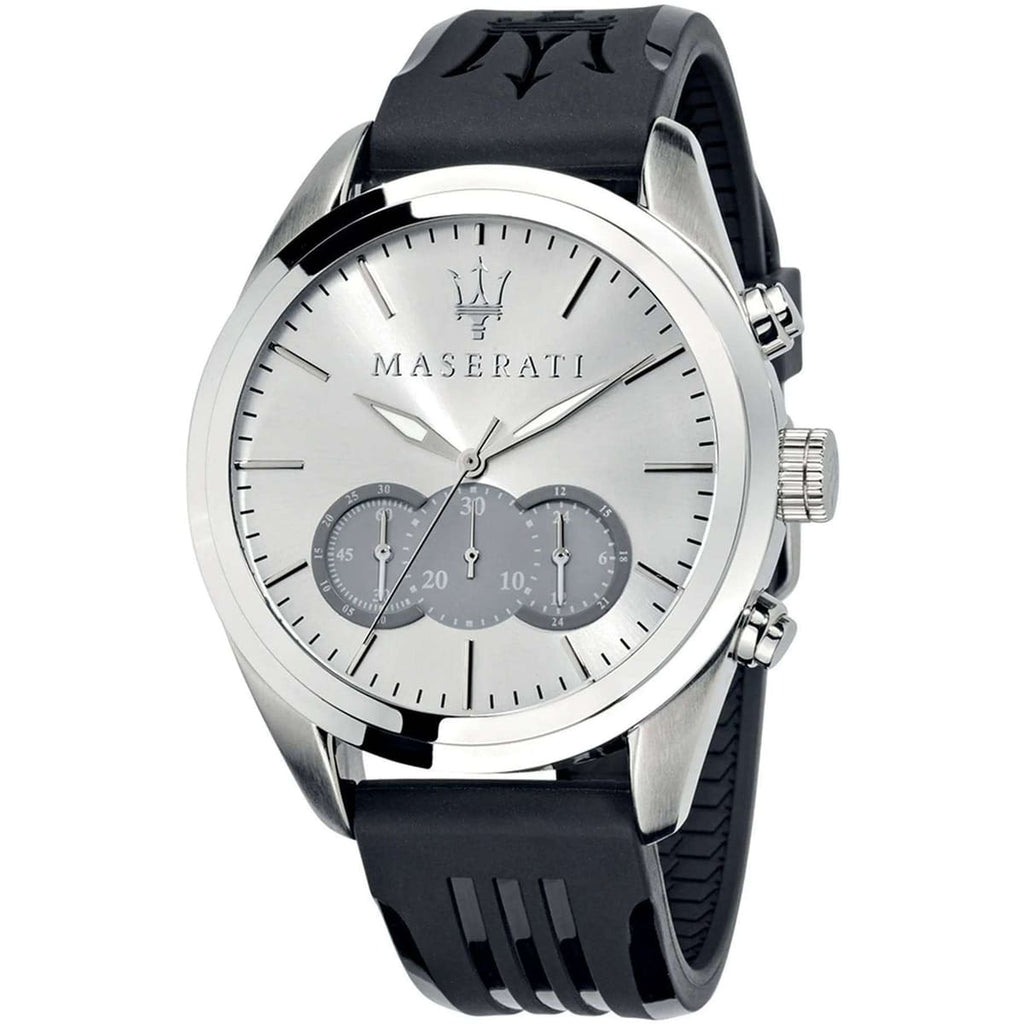 Maserati Traguardo R8871612012 Men's Silver Case Black Rubber Watch