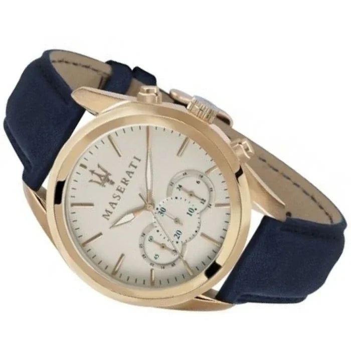 Maserati Traguardo R8871612016 Two-Tone Ivory Dial Blue Leather Watch