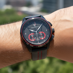 Maserati Traguardo R8871612023 Black Case & Leather Strap Red Accents Watch