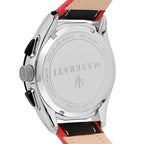 Maserati Traguardo R8871612028 Silver Case Black Leather Red Edge Watch