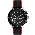Maserati Traguardo R8871612028 Silver Case Black Leather Red Edge Watch