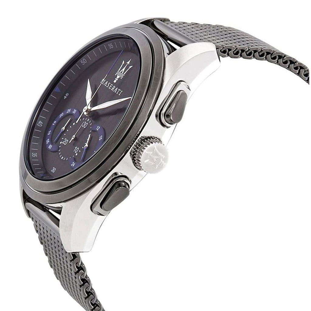 Maserati Traguardo R8873612006 Silver Case Gunmetal Mesh Chronograph Watch