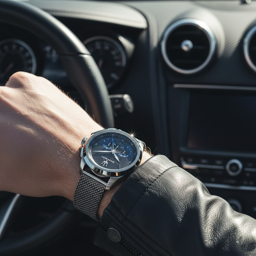 Maserati Traguardo R8873612006 Silver Case Gunmetal Mesh Chronograph Watch