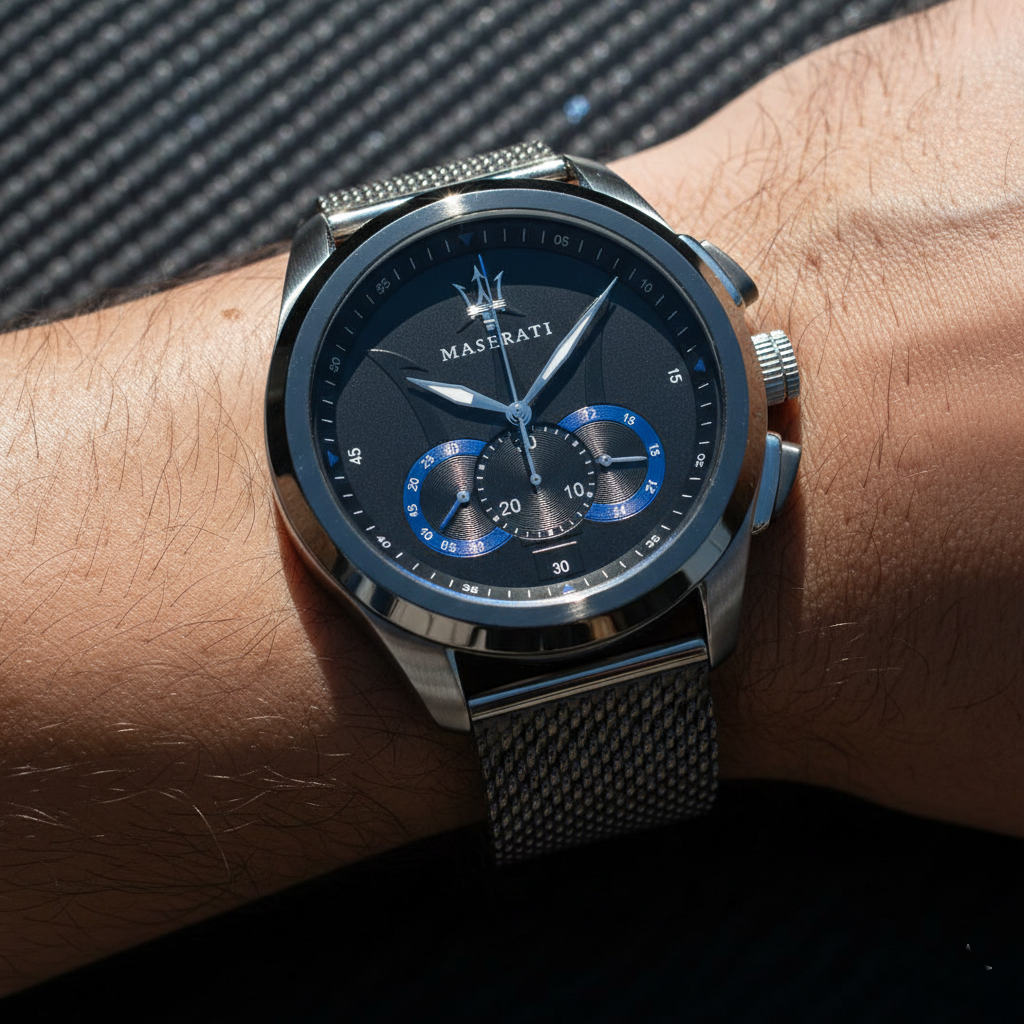 Maserati Traguardo R8873612006 Silver Case Gunmetal Mesh Chronograph Watch