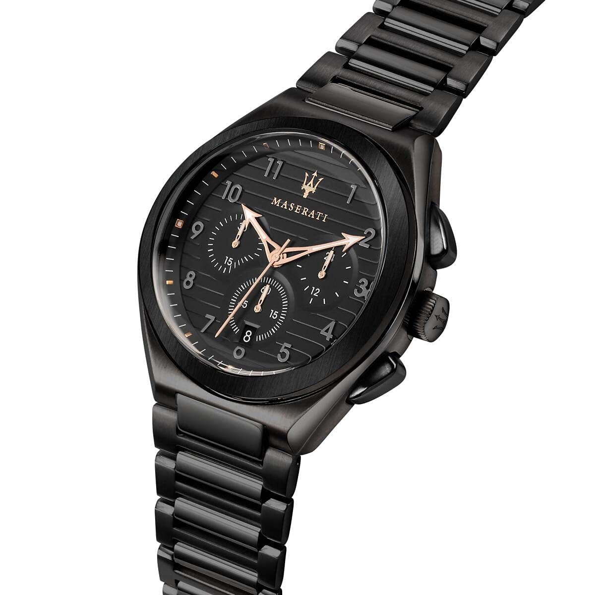 Maserati Triconic R8873639003 Men's Full Black & Rose Gold Chronograph Watch
