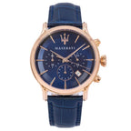 Maserati Epoca R8871618007 Rose Gold Blue Leather Men's Watch