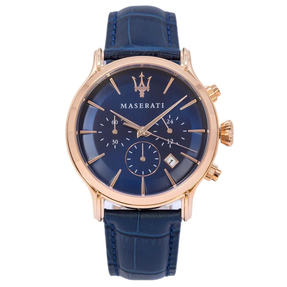 Maserati Epoca R8871618007 Rose Gold Blue Leather Men's Watch