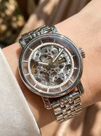 Fossil Original Boyfriend ME3067 Automatic Skeleton Silver Stainless Steel Watch