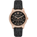 Michael Kors Camille MK6968 Rose Gold-Tone Watch with Black MK Logo Strap