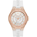 Michael Kors Camille MK7248 Rose Gold Glitz & White Silicone Watch