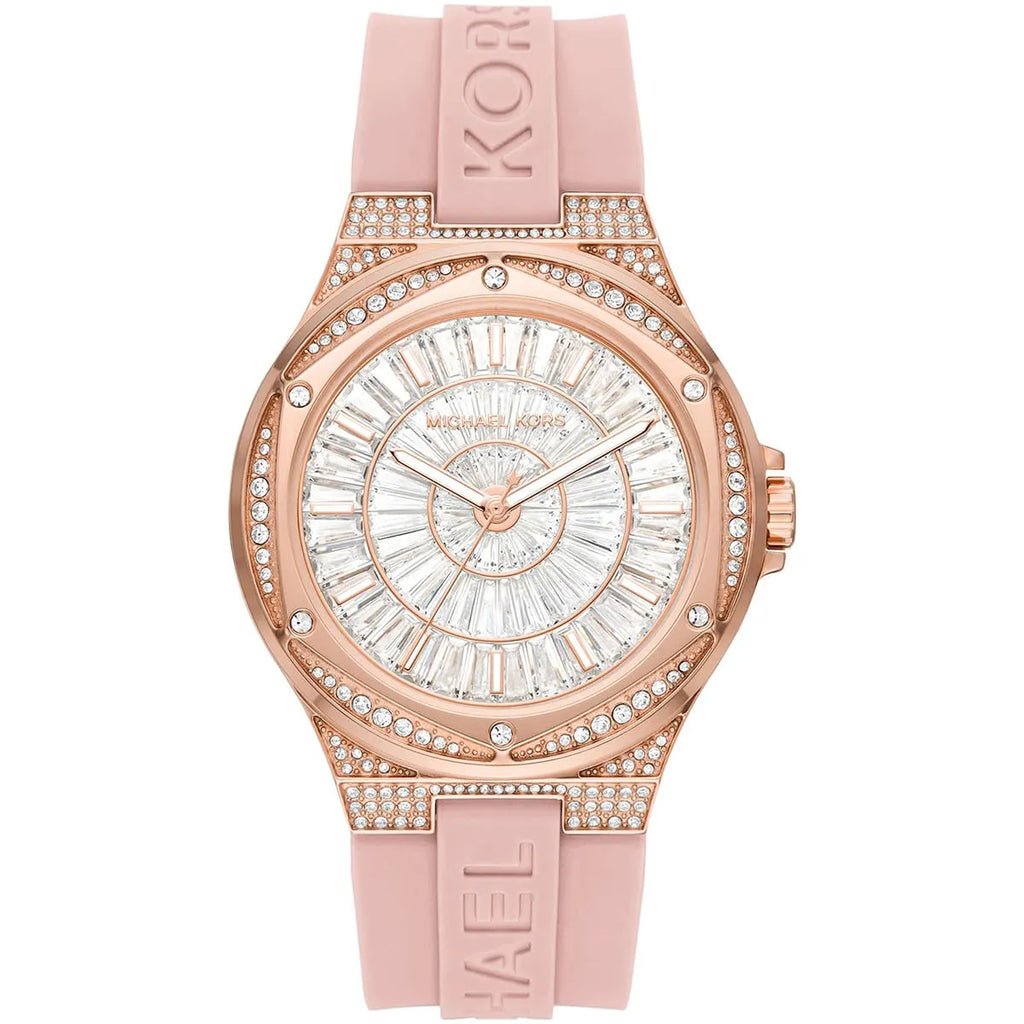 Michael Kors Camille MK7334 Rose Gold Glitz & Pink Silicone Watch