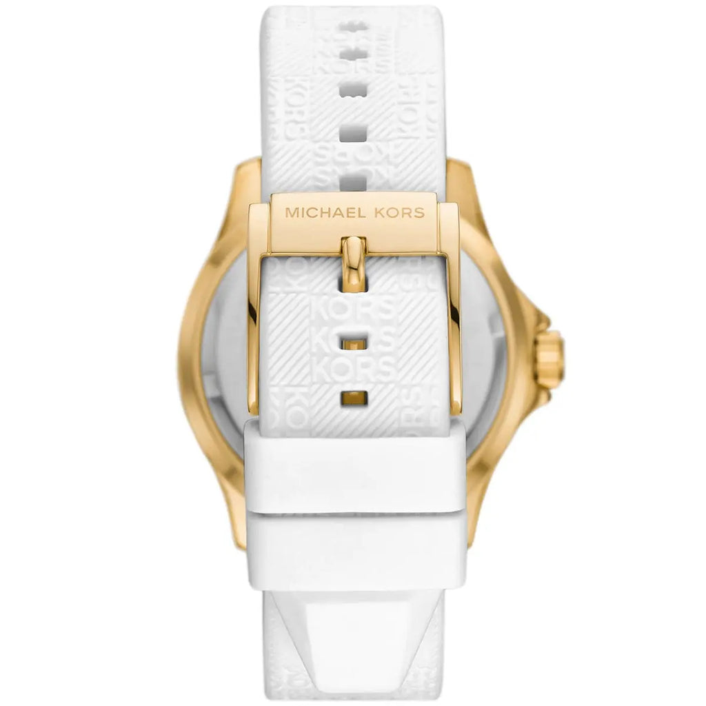 Michael Kors Everest MK7357 Gold-Tone Crystal Pavé White Rubber Women's Watch
