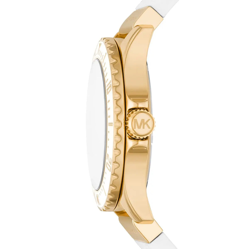 Michael Kors Everest MK7357 Gold-Tone Crystal Pavé White Rubber Women's Watch