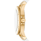 Michael Kors Everest MK7357 Gold-Tone Crystal Pavé White Rubber Women's Watch