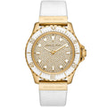 Michael Kors Everest MK7357 Gold-Tone Crystal Pavé White Rubber Women's Watch