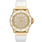 Michael Kors Everest MK7357 Gold-Tone Crystal Pavé White Rubber Women's Watch