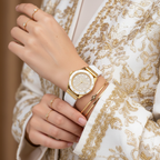 Michael Kors Everest MK7357 Gold-Tone Crystal Pavé White Rubber Women's Watch