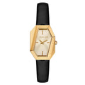 Michael Kors Gia MK4880 Gold-Tone Hexagonal Watch with Black Leather Strap