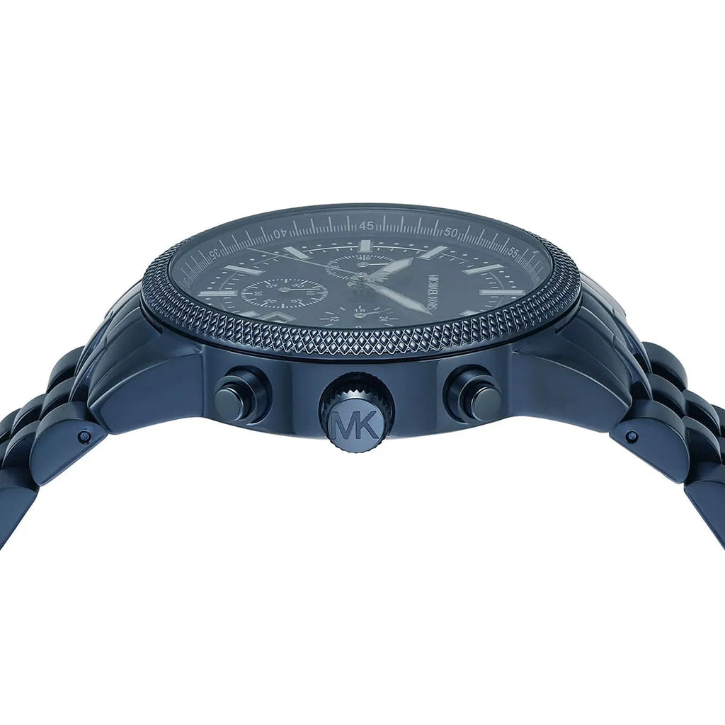 ساعة مايكل كورس هاتون MK9088 للرجال كرونوغراف من الفولاذ المقاوم للصدأ باللون الأزرق الداكن بالكامل