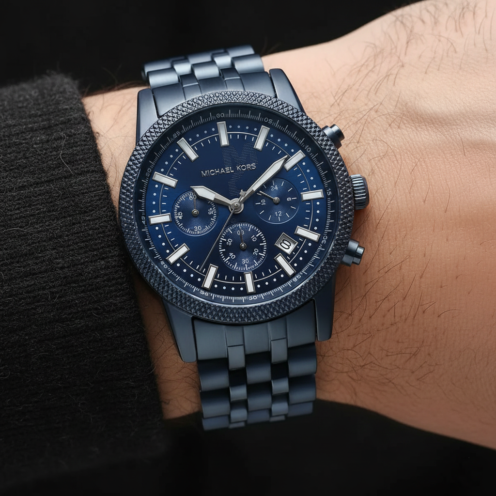 Michael Kors Hutton MK9088 Chronograph All-Navy Blue Stainless Steel Men's Watch