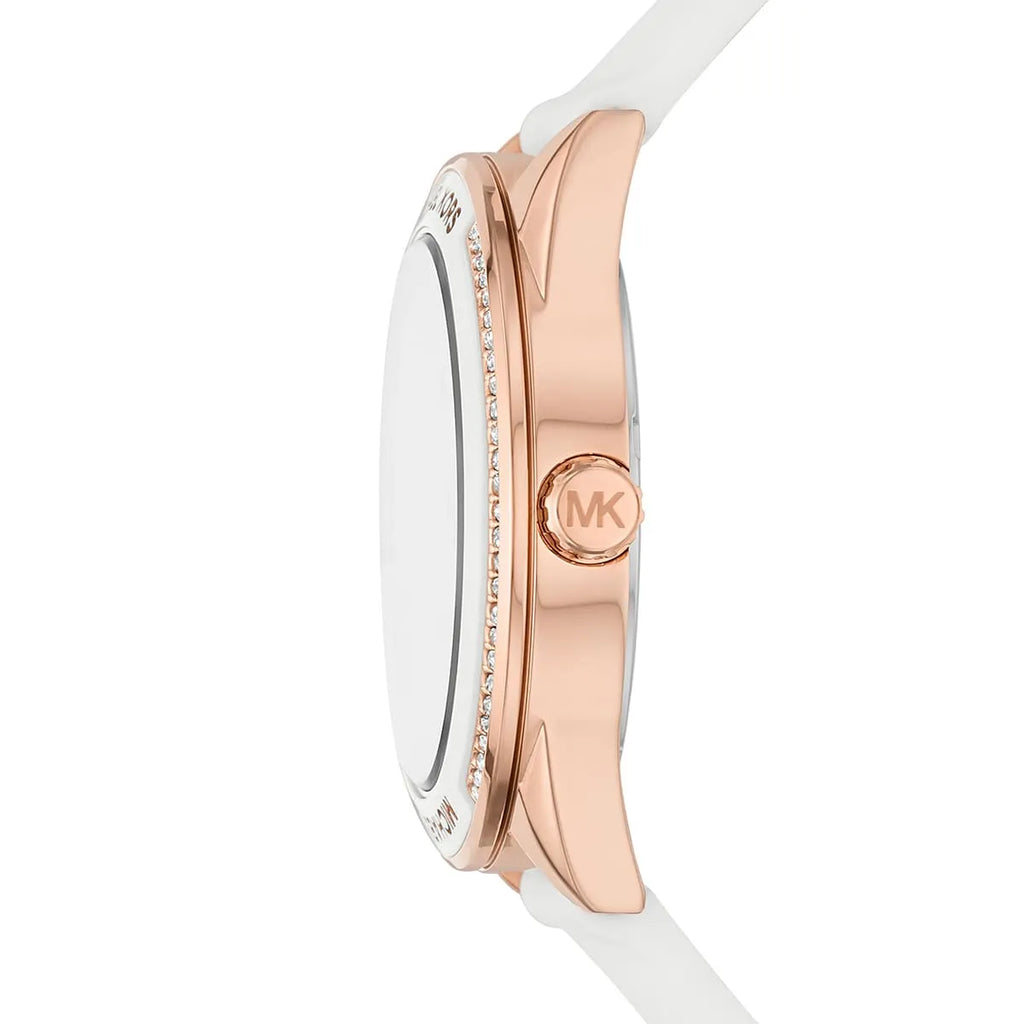 Michael Kors Jessa MK6945 Rose Gold-Tone White Dial White Rubber Women's Watch