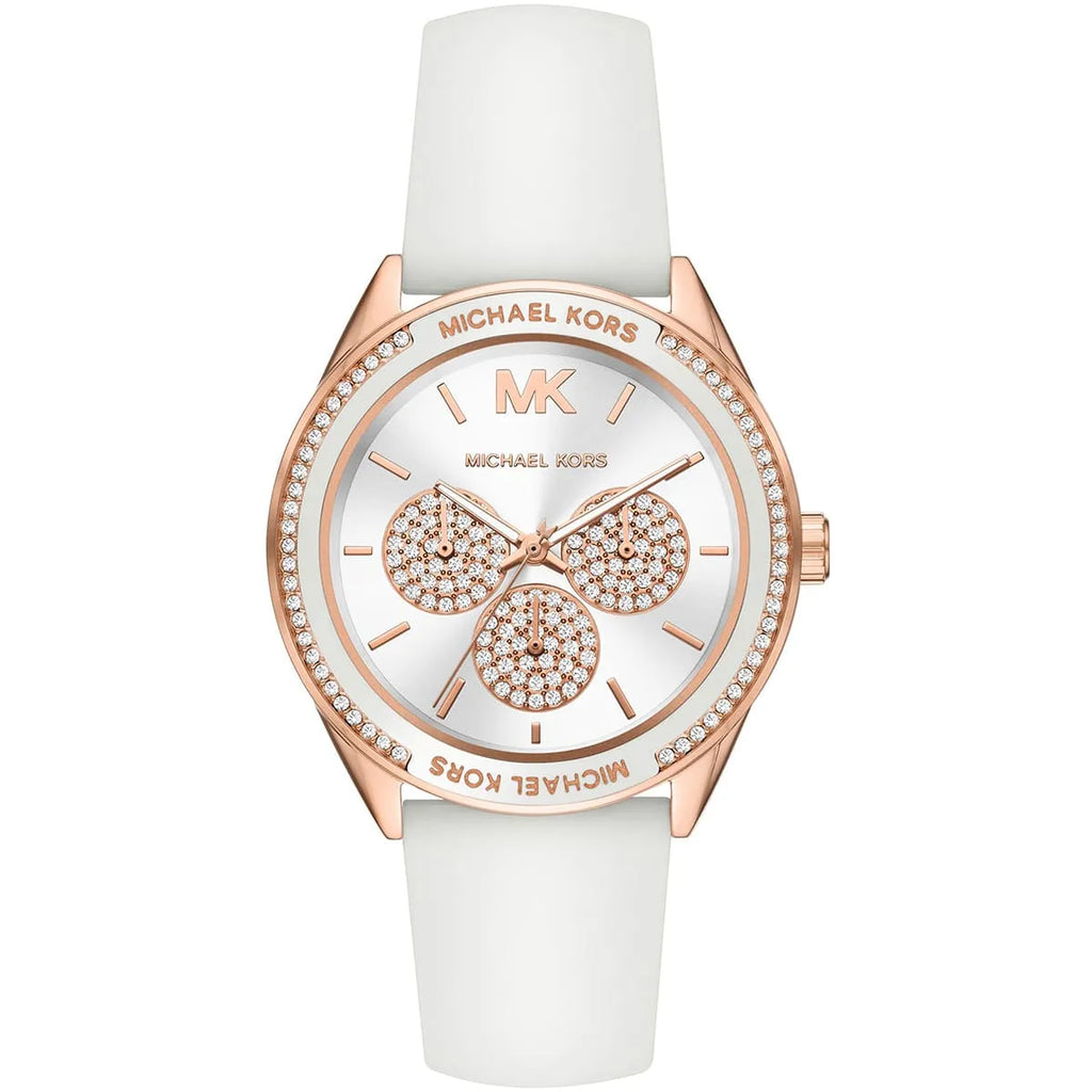 Michael Kors Jessa MK6945 Rose Gold-Tone White Dial White Rubber Women's Watch
