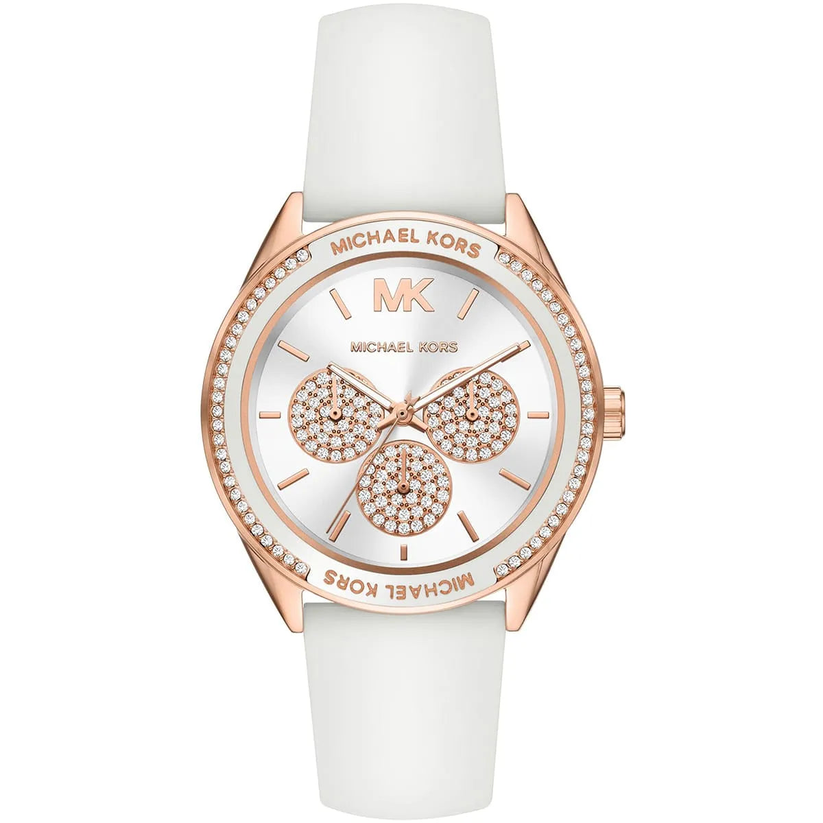 Michael Kors Jessa MK6945 Rose Gold-Tone White Dial White Rubber Women's Watch