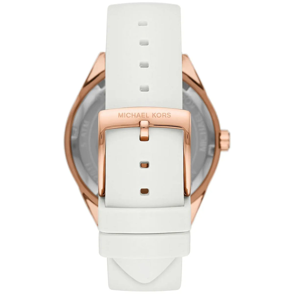 Michael Kors Jessa MK6945 Rose Gold-Tone White Dial White Rubber Women's Watch