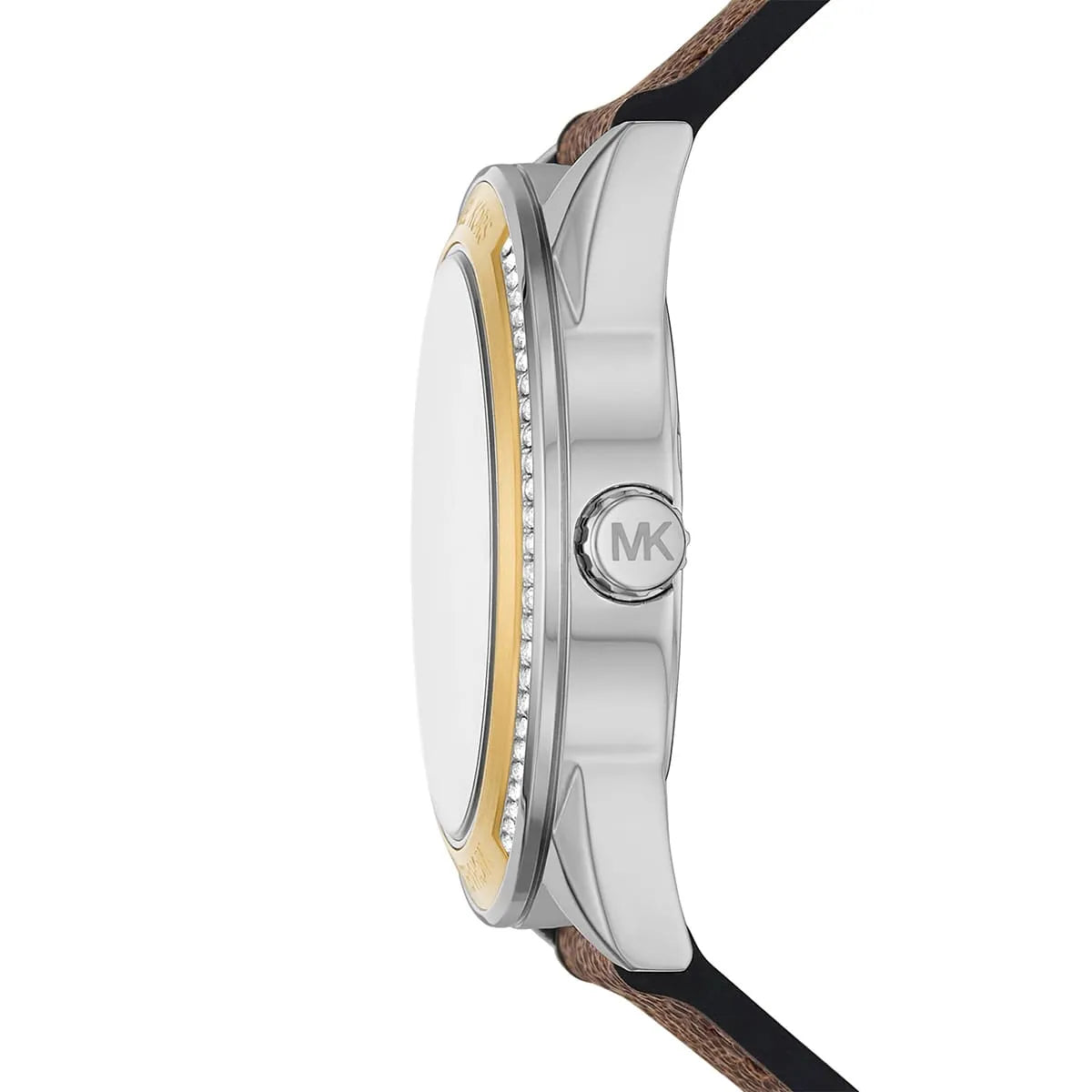 Michael Kors Jessa MK7205 Two-Tone Crystal White Dial Brown Logo Rubber Women's Watch