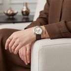 Michael Kors Jessa MK7205 Two-Tone Crystal White Dial Brown Logo Rubber Women's Watch
