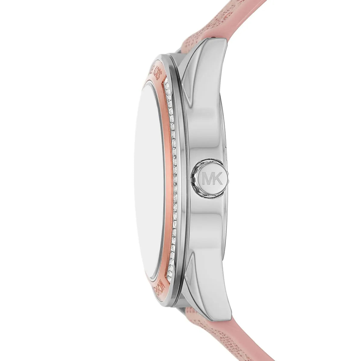 Michael Kors Jessa MK7206 Two-Tone Crystal White Dial Pink Logo Rubber Women's Watch