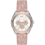 Michael Kors Jessa MK7206 Two-Tone Crystal White Dial Pink Logo Rubber Women's Watch