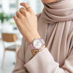 Michael Kors Jessa MK7268 Silver-Tone White Dial Pink Logo Rubber Women's Watch