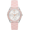 Michael Kors Jessa MK7268 Silver-Tone White Dial Pink Logo Rubber Women's Watch