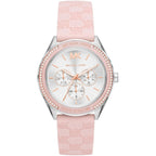 Michael Kors Jessa MK7268 Silver-Tone White Dial Pink Logo Rubber Women's Watch