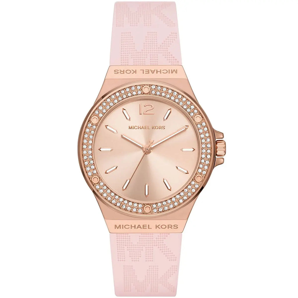 Michael Kors Lennox MK7282 Rose Gold & Pink Logo Silicone Watch