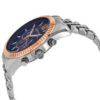 Michael Kors Lexington MK8689 Silver Case Rose Gold Bezel Blue Dial Men's Watch