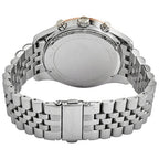 Michael Kors Lexington MK8689 Silver Case Rose Gold Bezel Blue Dial Men's Watch