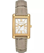 Michael Kors Maren MK4964 Gold-Tone Rectangular Watch with Grey Leather Strap