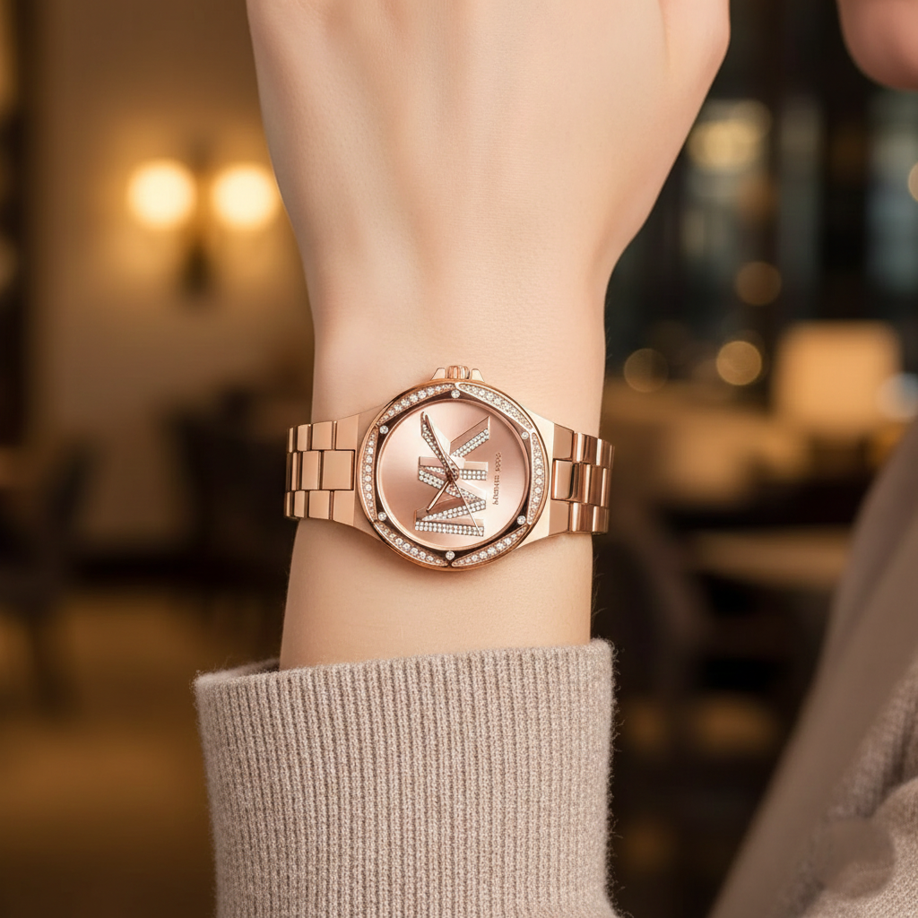 Michael Kors Lennox MK1063 Rose Gold MK Logo Watch