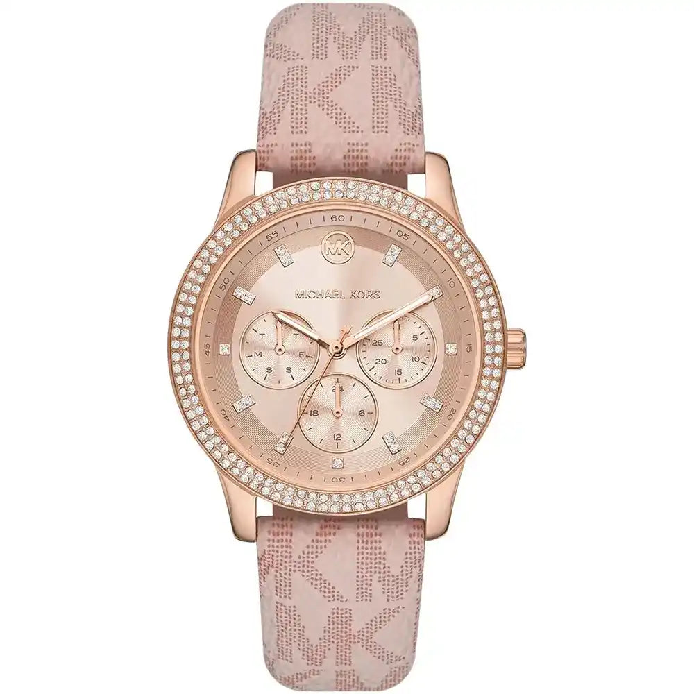 Michael Kors Tibby MK2955 Rose Gold Watch with Pink MK Logo Strap
