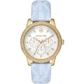 Michael Kors Tibby MK2965 Gold Watch with Light Blue MK Logo Strap